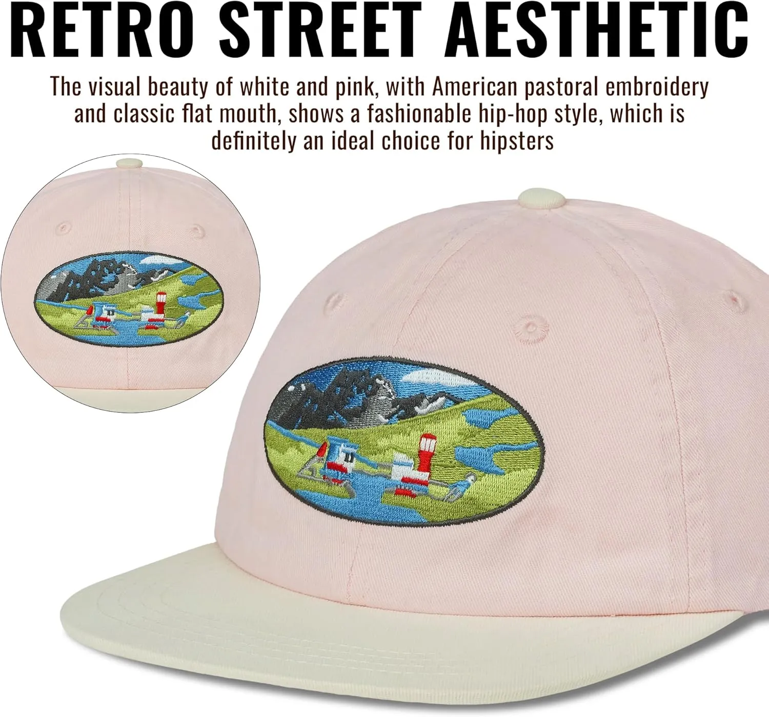 CLAPE Vintage Snapback Hat Flat Bill Unstructured Baseball Cap Soft Cotton Dad Hat Street Hip Hop Camp Trucker Hat