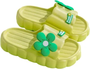 Cloud Slides for Women Cute Pink Flower Thick Sandals Bathroom Open To Slides Non-Slip Lightweight Summer Outdoor
