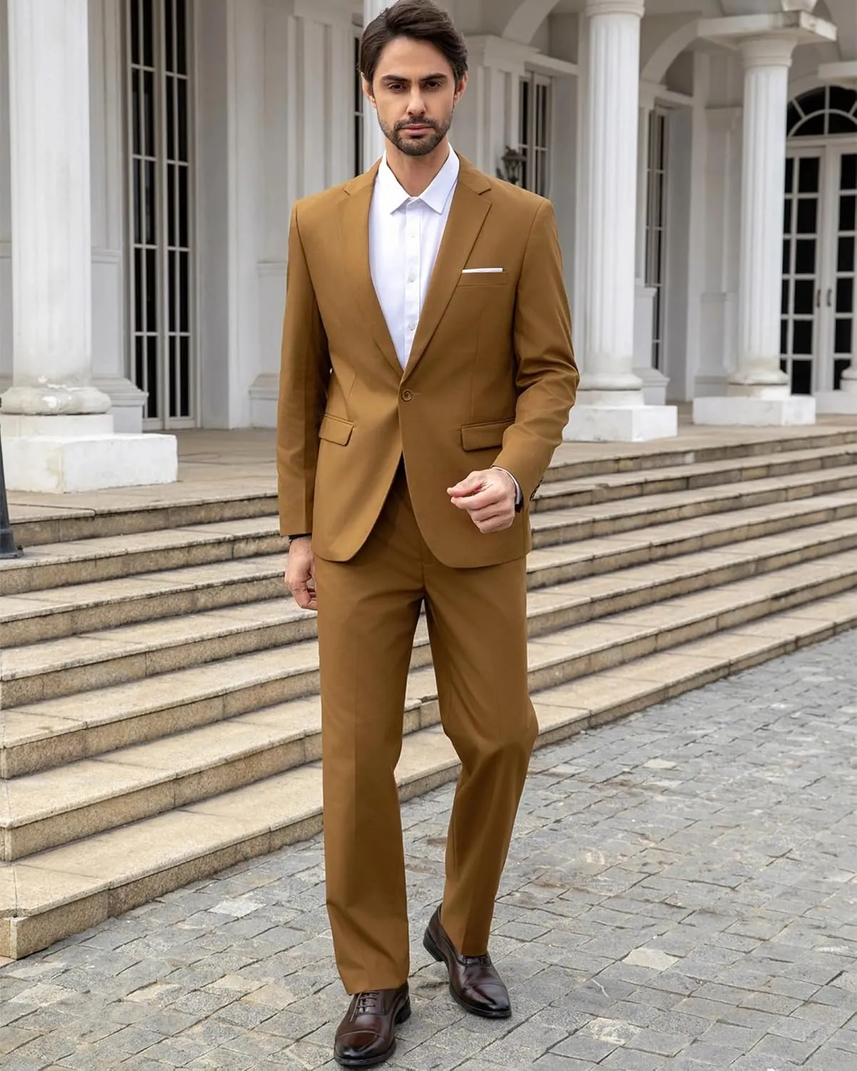 Cloudstyle Men's 2-Piece Suits Slim Fit 1 Button Dress Suit Jacket Blazer & Pants Set