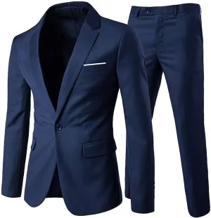 Cloudstyle Men's 2-Piece Suits Slim Fit 1 Button Dress Suit Jacket Blazer & Pants Set