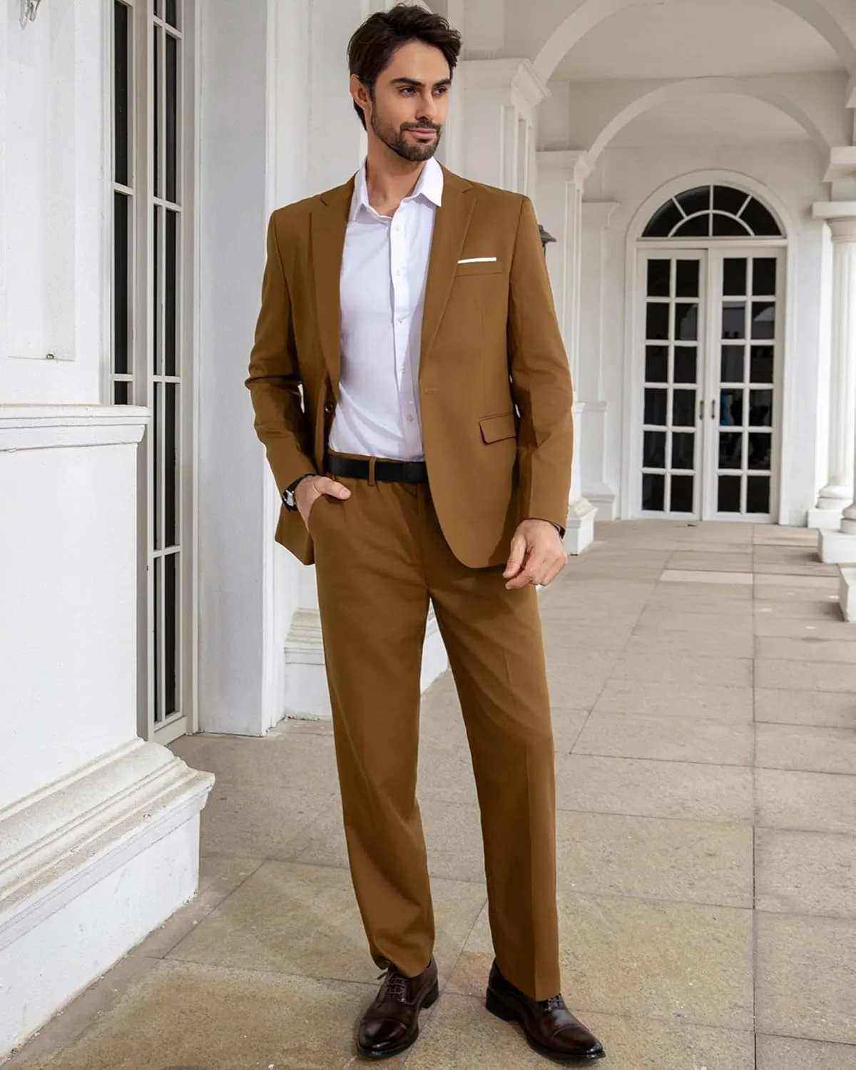 Cloudstyle Men's 2-Piece Suits Slim Fit 1 Button Dress Suit Jacket Blazer & Pants Set