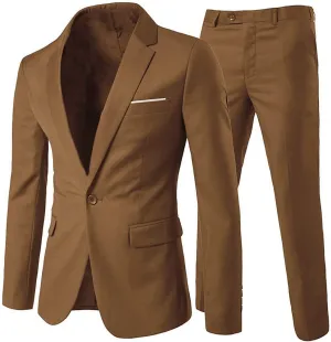 Cloudstyle Men's 2-Piece Suits Slim Fit 1 Button Dress Suit Jacket Blazer & Pants Set
