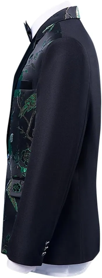 Cloudstyle Mens Suits One Button Floral Blazer 2-Piece Wedding Suits Jacket and Pants