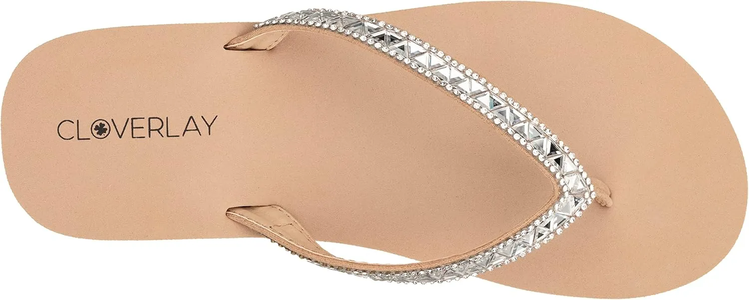 CLOVERLAY Women's Flip Flops Flat Sandals Comfortable Soft Cushion Summer Beach Thong Sandals