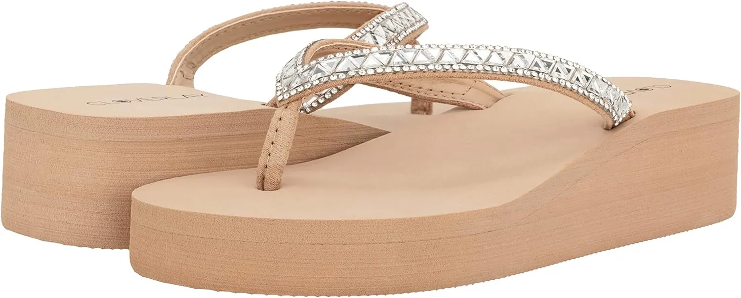 CLOVERLAY Women's Flip Flops Flat Sandals Comfortable Soft Cushion Summer Beach Thong Sandals
