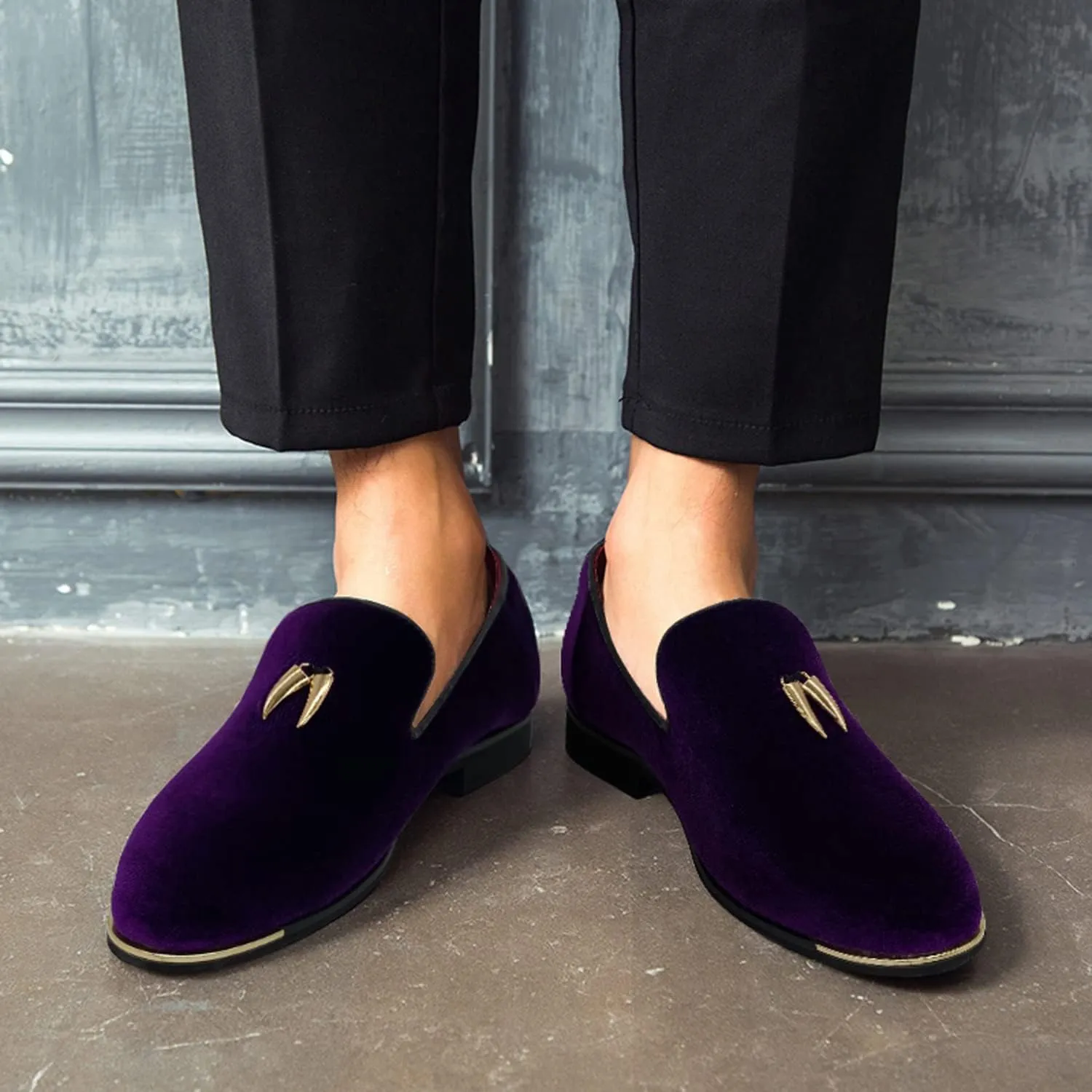CMM Men's Metallic Penny Slippers Flats Velvet Loafers Slip-On Dress Plus Size Shoes Size 6-13
