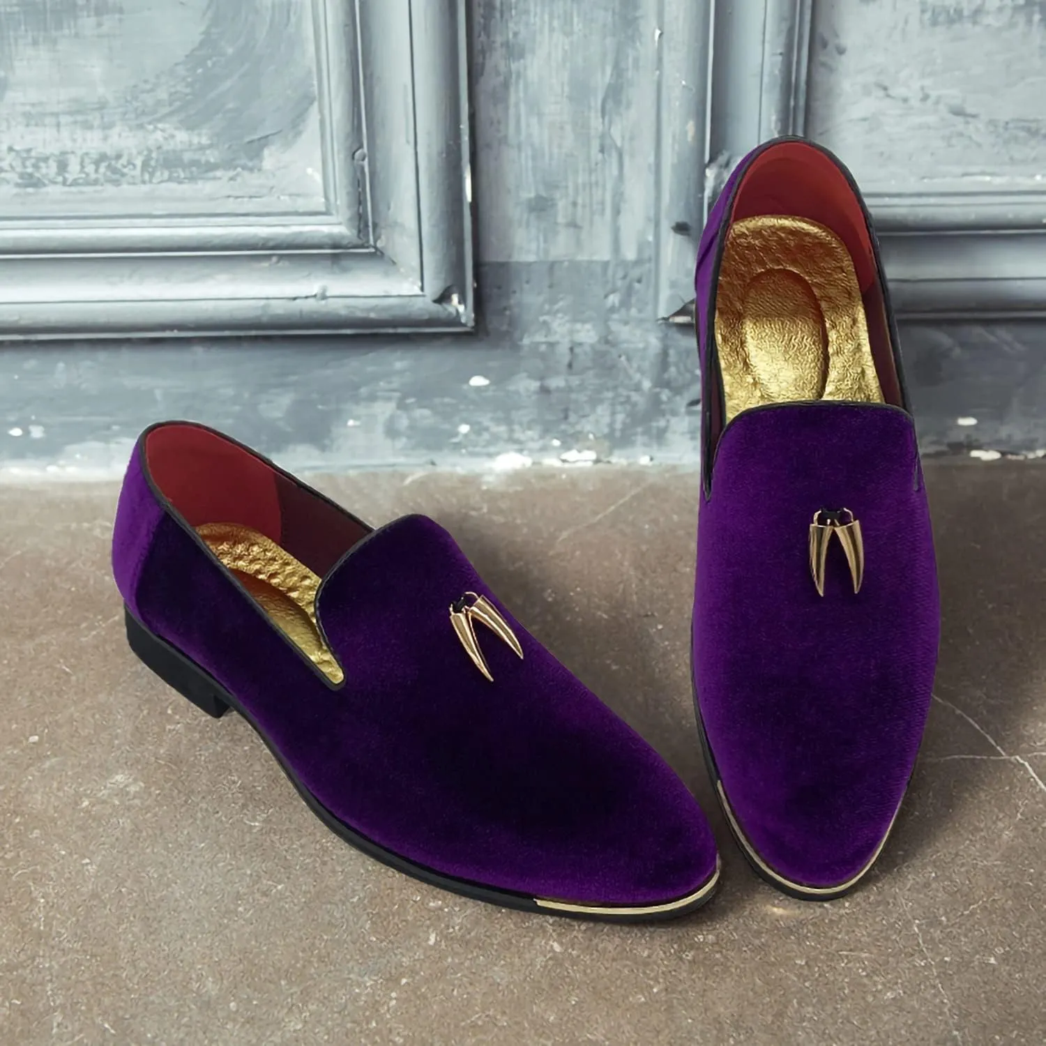 CMM Men's Metallic Penny Slippers Flats Velvet Loafers Slip-On Dress Plus Size Shoes Size 6-13