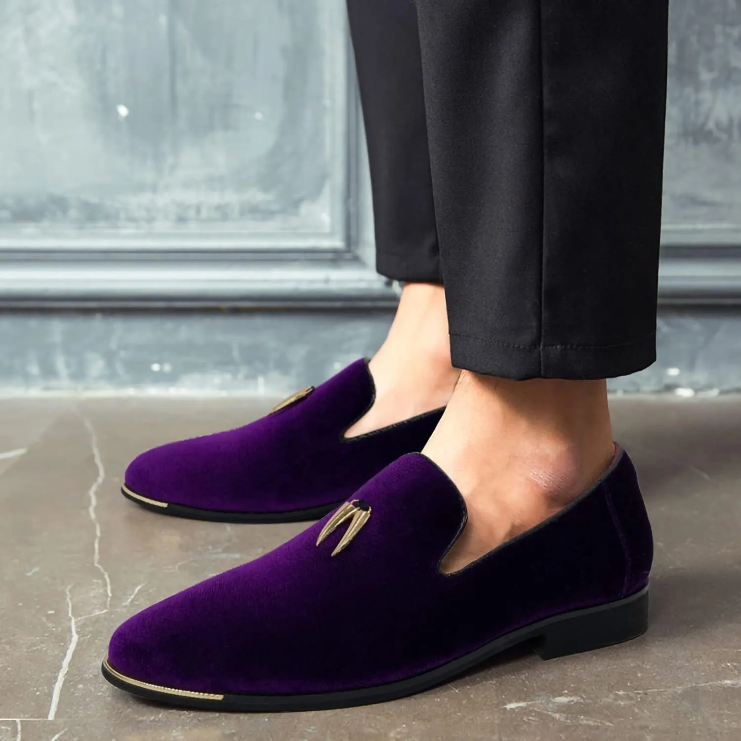 CMM Men's Metallic Penny Slippers Flats Velvet Loafers Slip-On Dress Plus Size Shoes Size 6-13