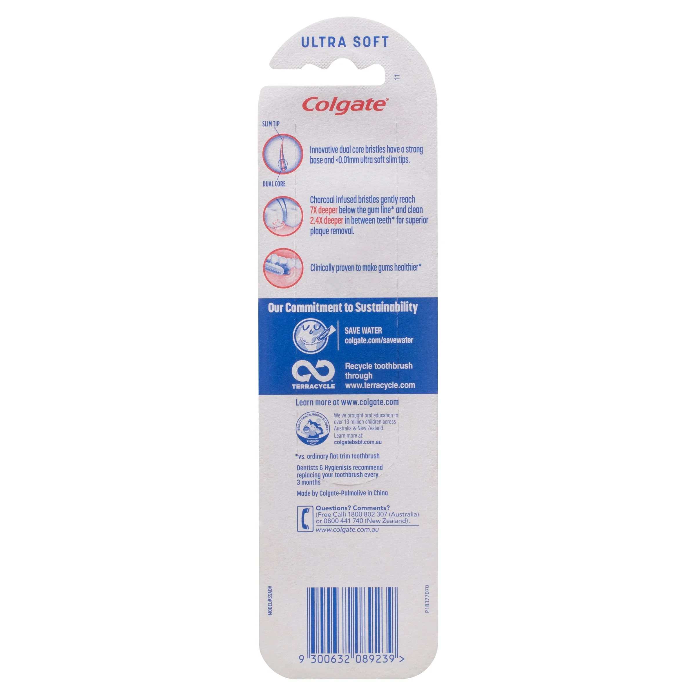 Colgate Slim Soft Advanced Charcoal with Charcoal infused bristles Ultra Soft Toothbrush