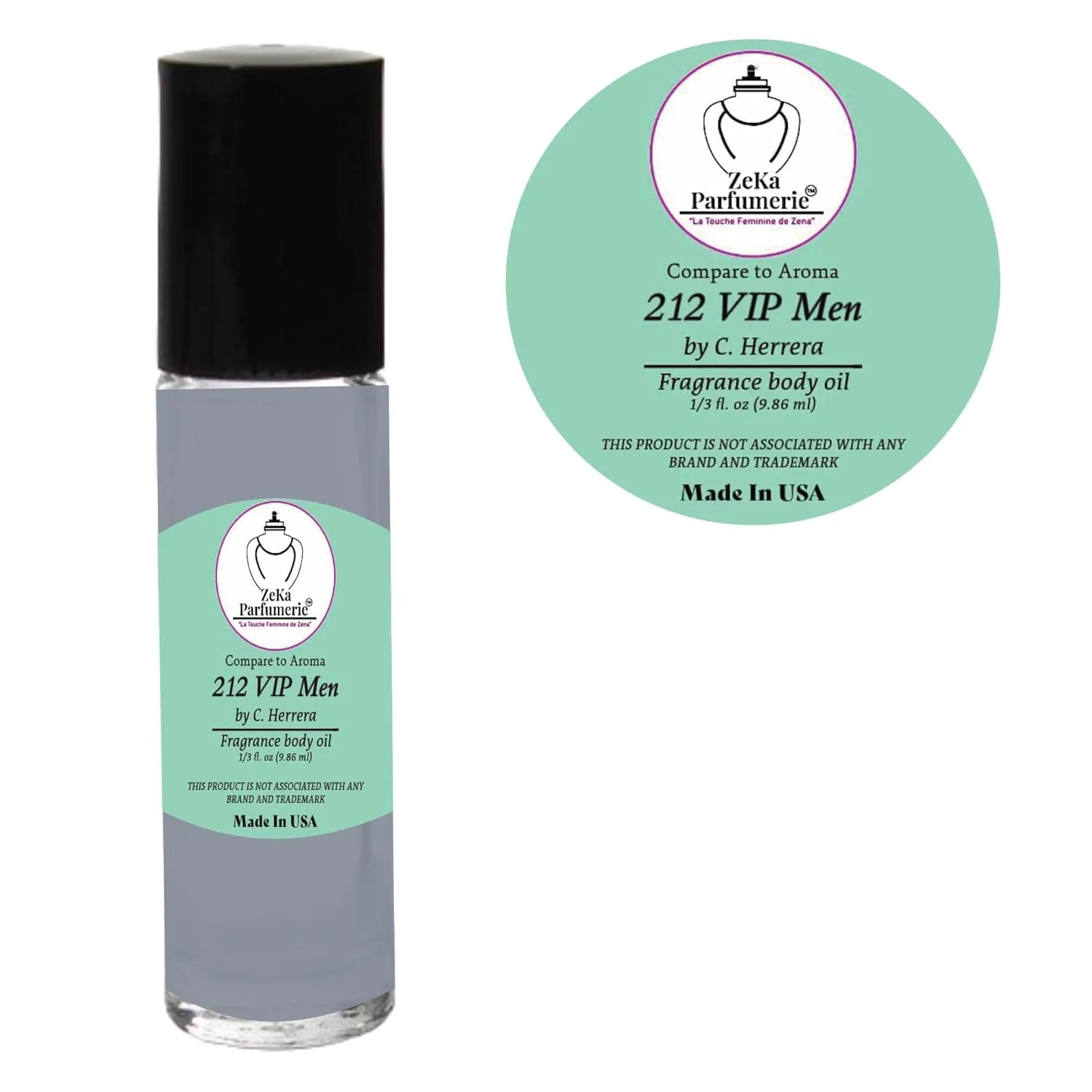 Compare to Aroma Compatible with 212 VIP by C. Herrera for Men Fragrance Body oil on 1/3 oz (9.86ml) Travel size Roll-On Botlle