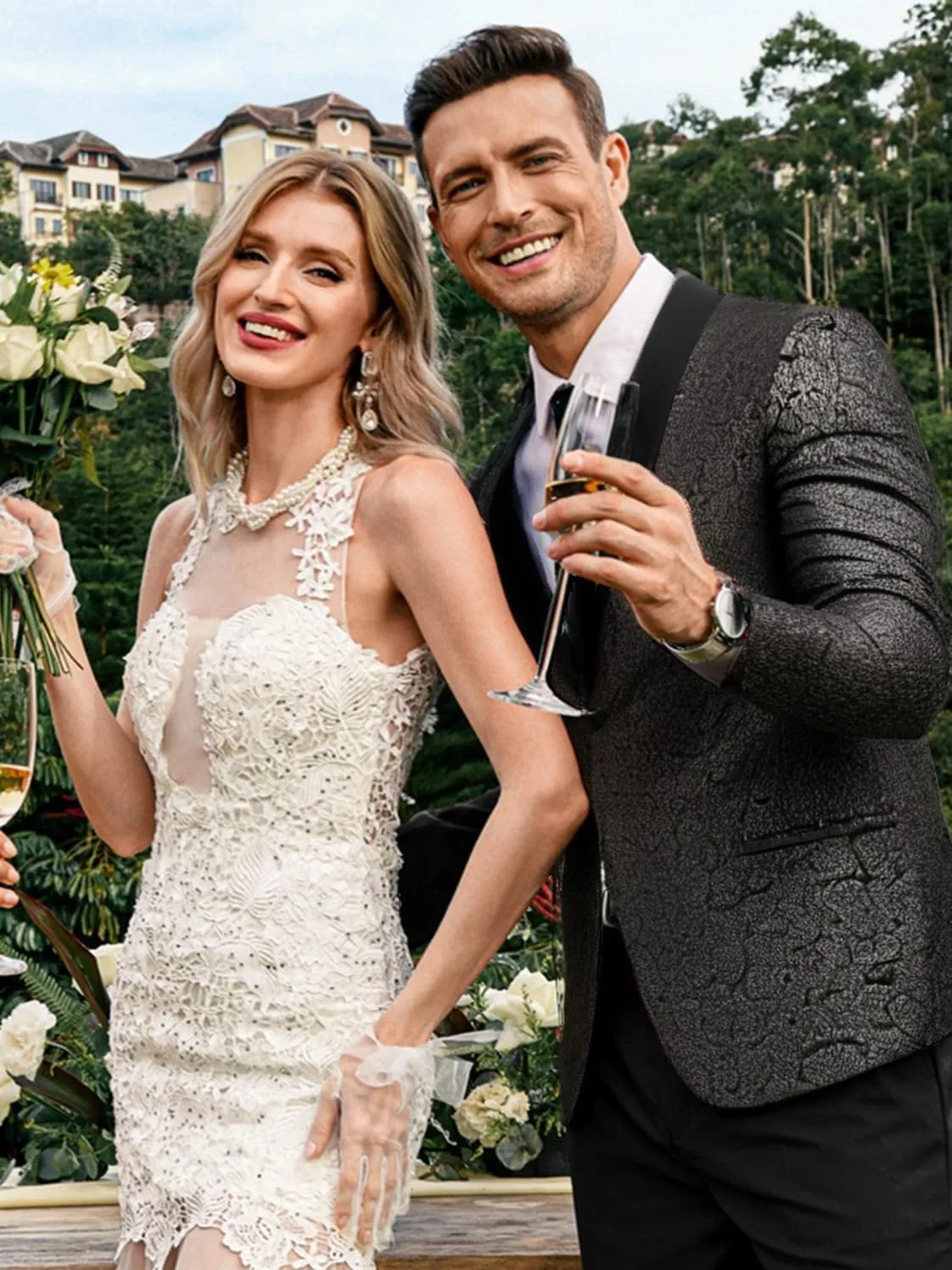 COOFANDY Men's Floral Tuxedo Jacket Jacquard Suit Jacket Slim Fit Blazer for Wedding, Prom, Dinner