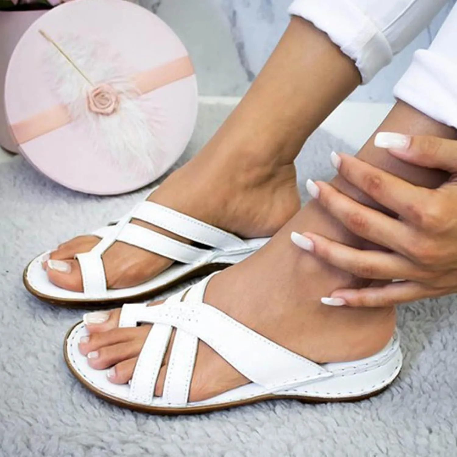 Cool Slippers Female Soft Soled Non Slip Wear Resisting Flat Beach Flops Lady Sandals Sandals for Women Wedge Size 5