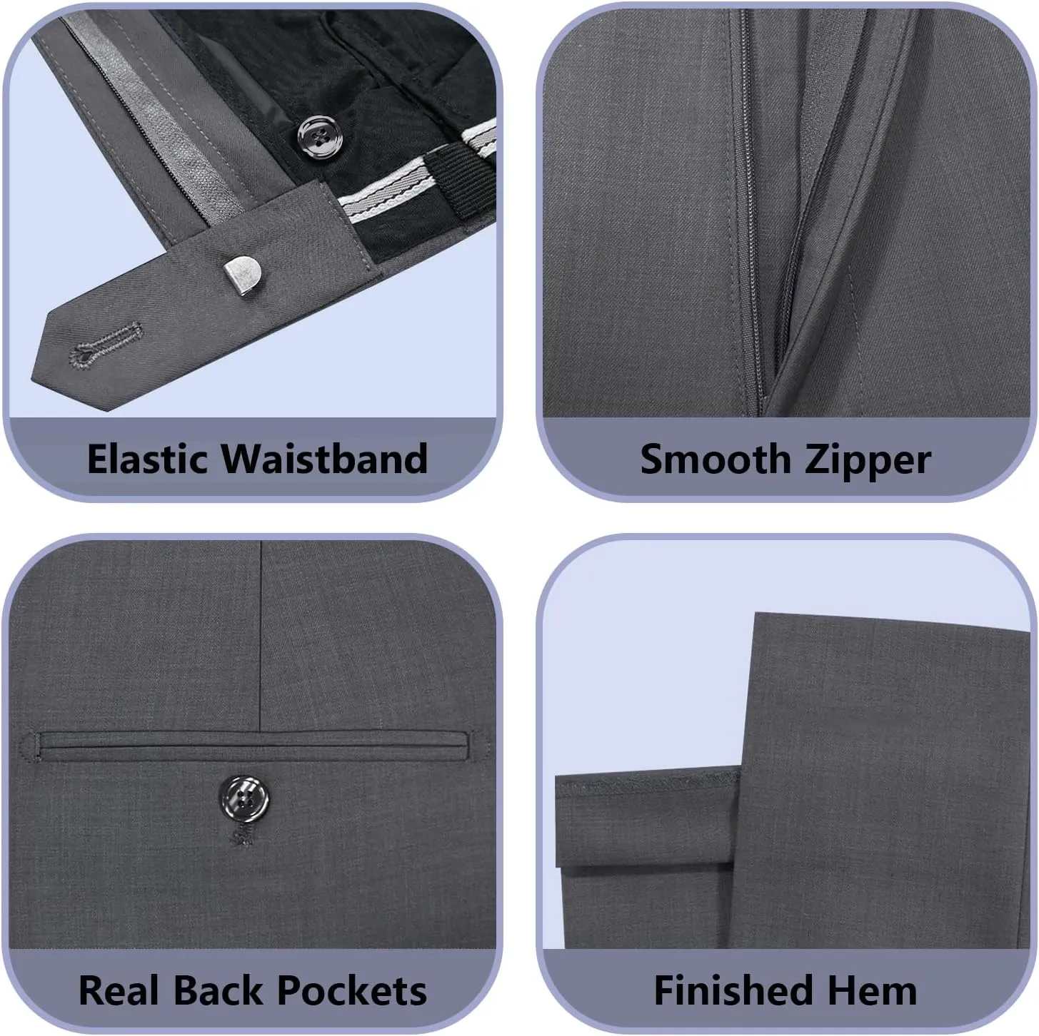 Cooper & Nelson Men's Suit Slim Fit, 3 Piece Suits for Men, One Button Solid Jacket Vest Pants with Tie, Tuxedo Set