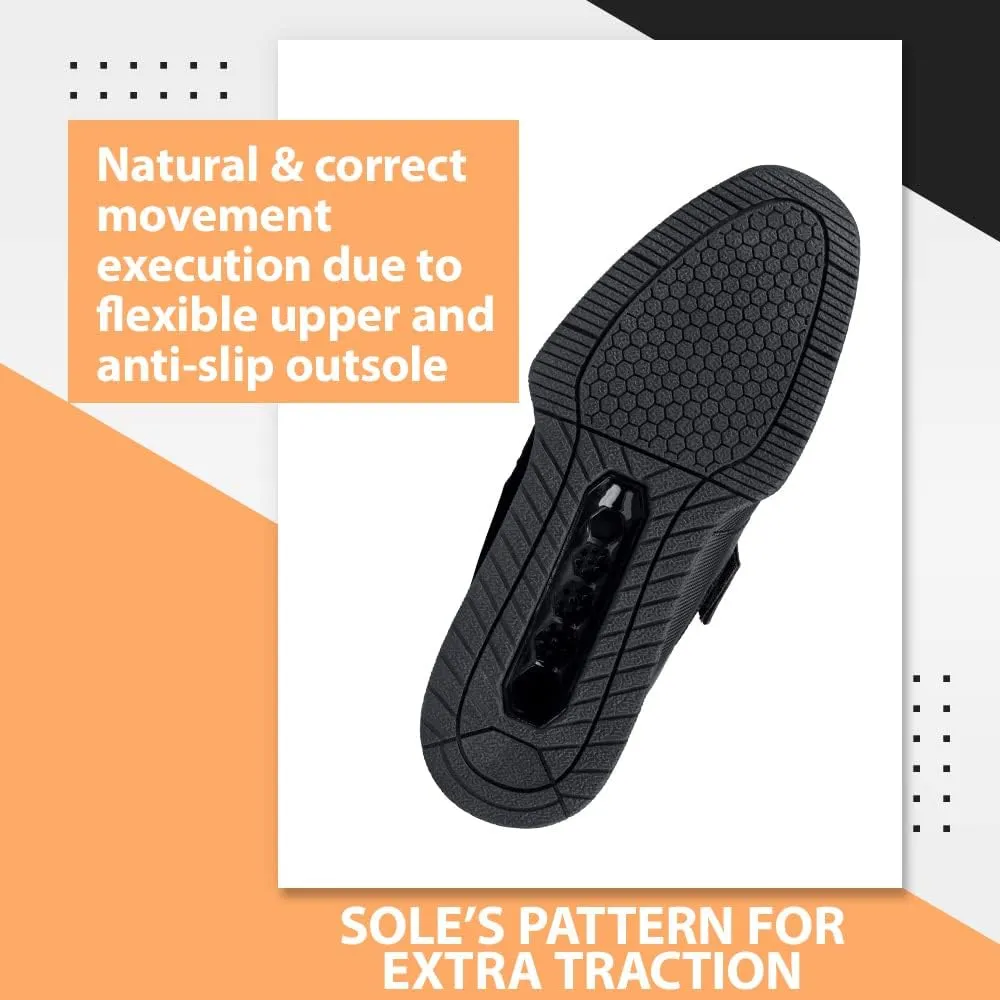 CORE Weightlifting Shoes Force Black - Squat Shoes for Men and Women – Weight Lifting Shoes for Powerlifting, Deadlifting & Crossfit – Non-Slip Olympic Lifting Shoes with Elevated 0.75 Inch Heels