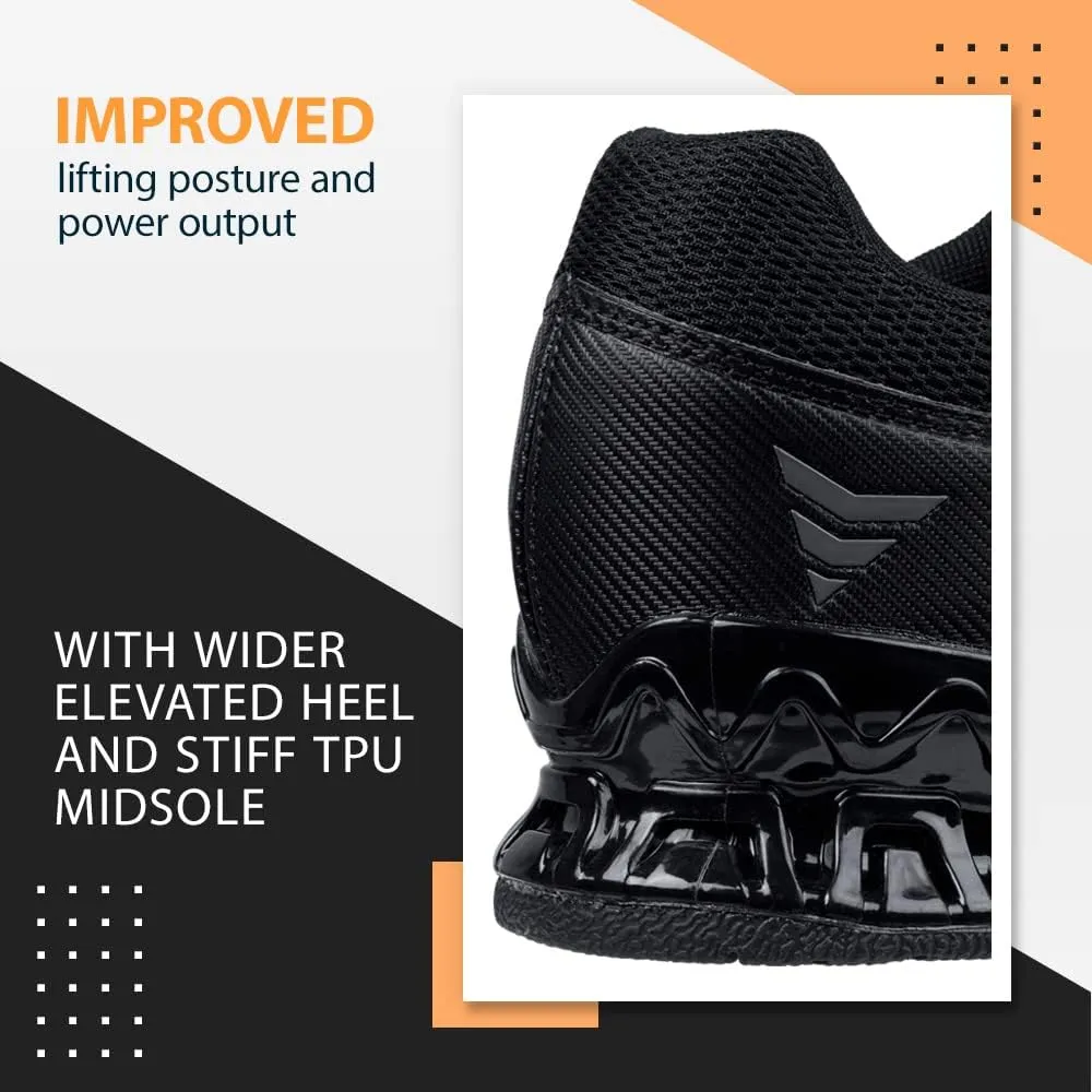 CORE Weightlifting Shoes Force Black - Squat Shoes for Men and Women – Weight Lifting Shoes for Powerlifting, Deadlifting & Crossfit – Non-Slip Olympic Lifting Shoes with Elevated 0.75 Inch Heels
