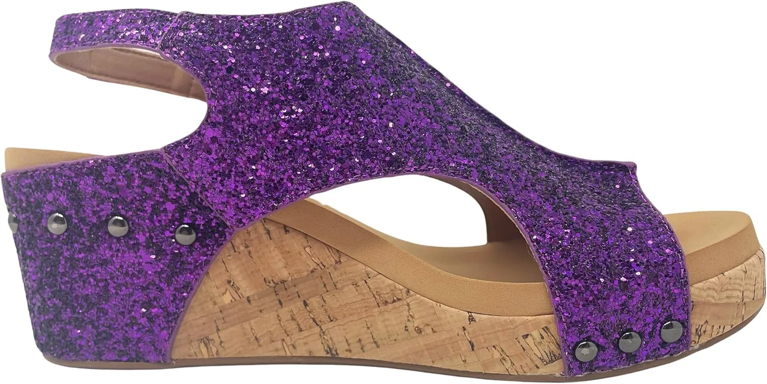Corkys Footwear Womens Carley Wedges, Featuring Corkys EVA Foam Cushioned Insoles, A 2.5 Inch Heel, Lightweight For All Day Wear, And Hook And Loop Closure