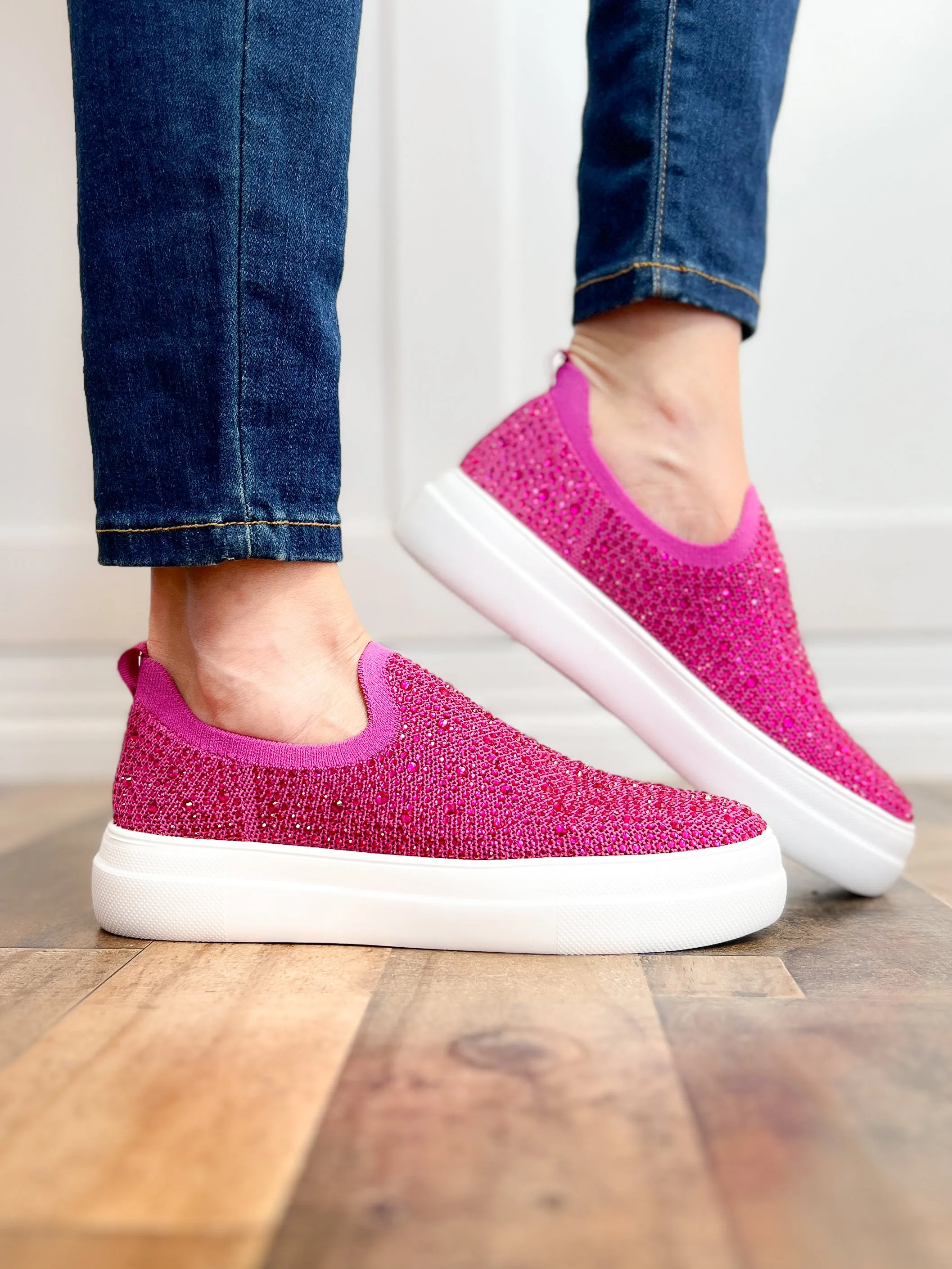 Corkys Swank Fuchsia Rhinestone Sneaker Shoe