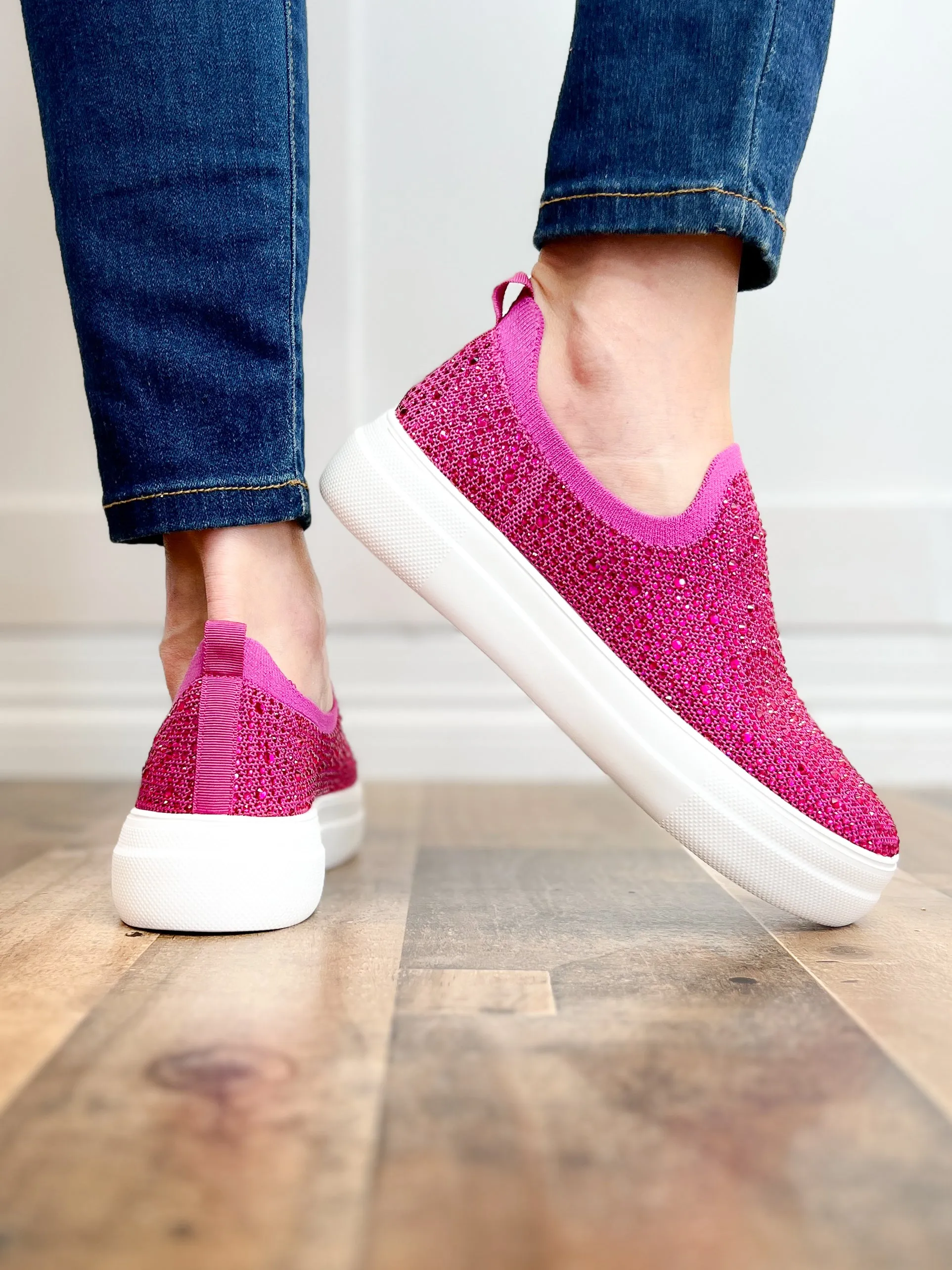 Corkys Swank Fuchsia Rhinestone Sneaker Shoe