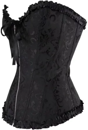 Corset Top Bustier Lingerie for Women Zipper Front Flower Sexy Burlesque Vintage