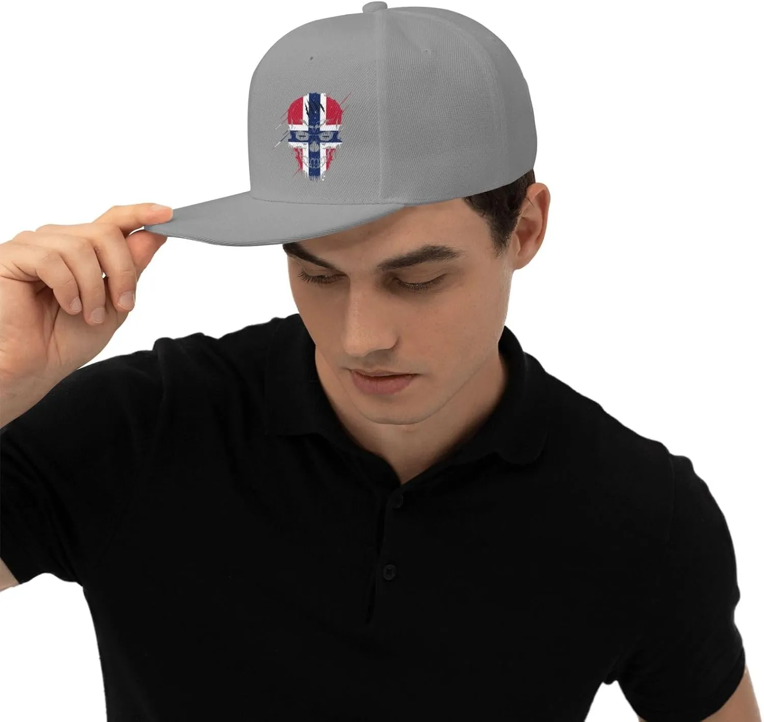 Creative Norway Patriot Skull National Flag Snapback Hats for Men Women Baseball Cap Flat Bill Brim Hat