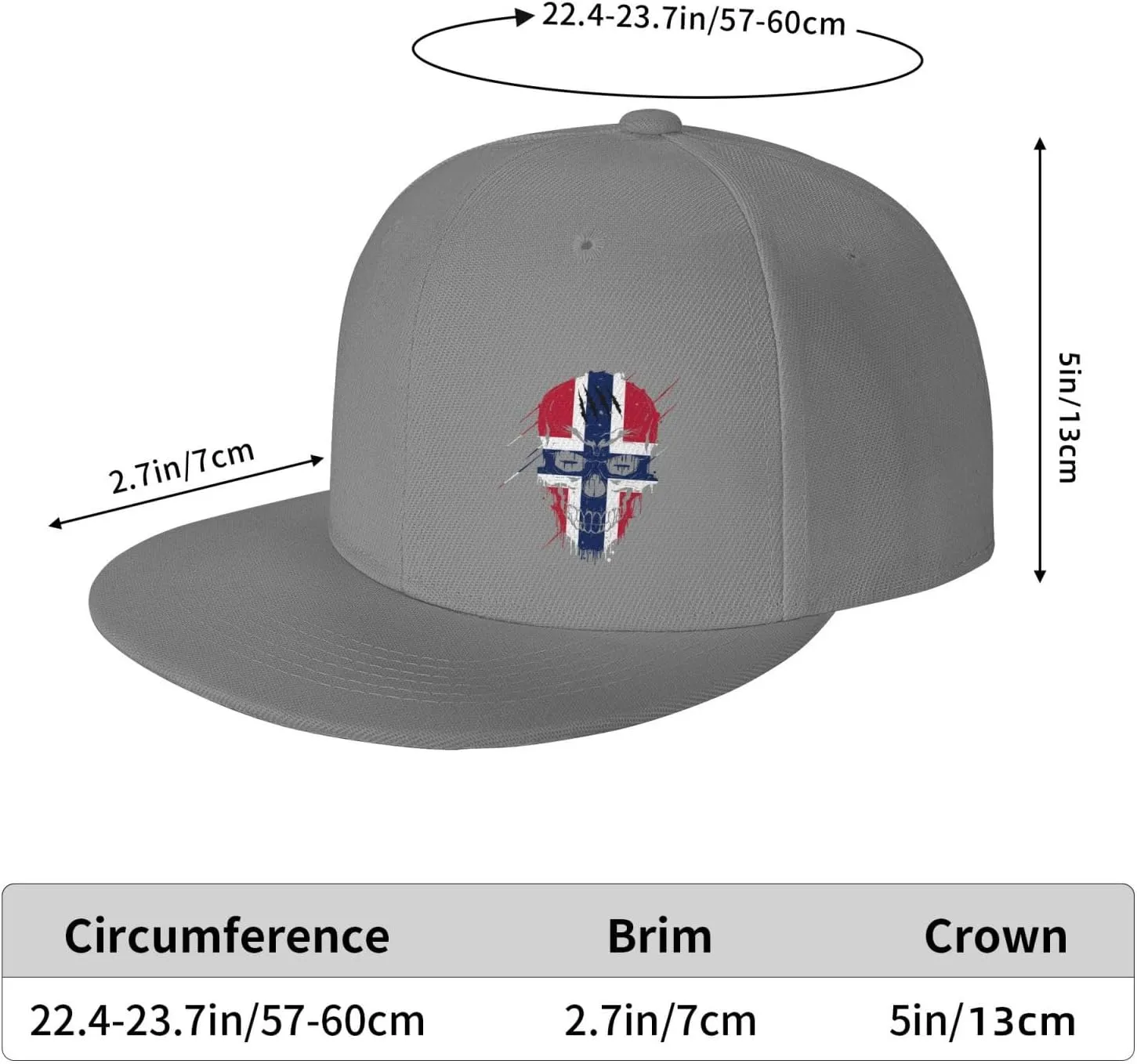 Creative Norway Patriot Skull National Flag Snapback Hats for Men Women Baseball Cap Flat Bill Brim Hat