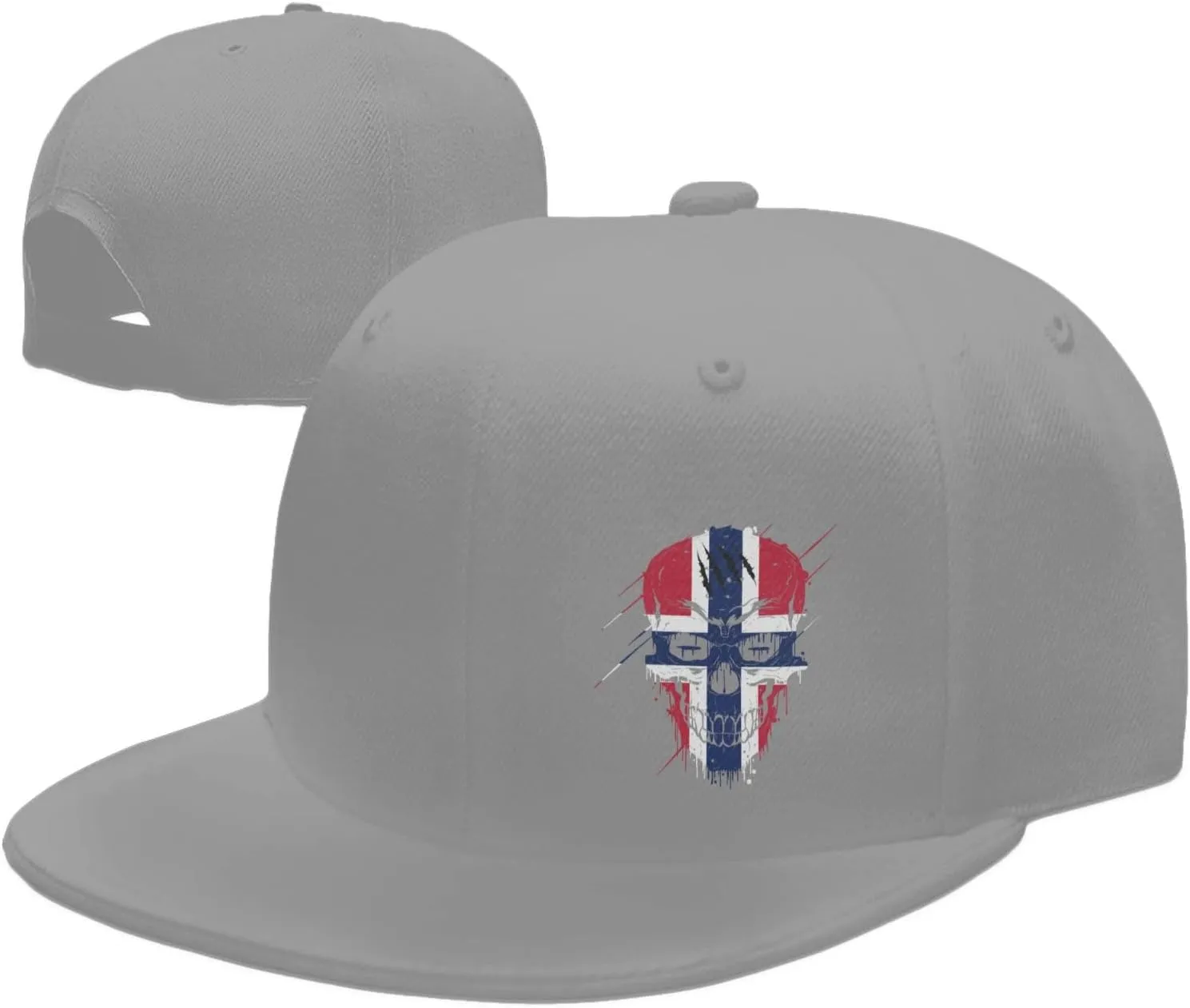 Creative Norway Patriot Skull National Flag Snapback Hats for Men Women Baseball Cap Flat Bill Brim Hat