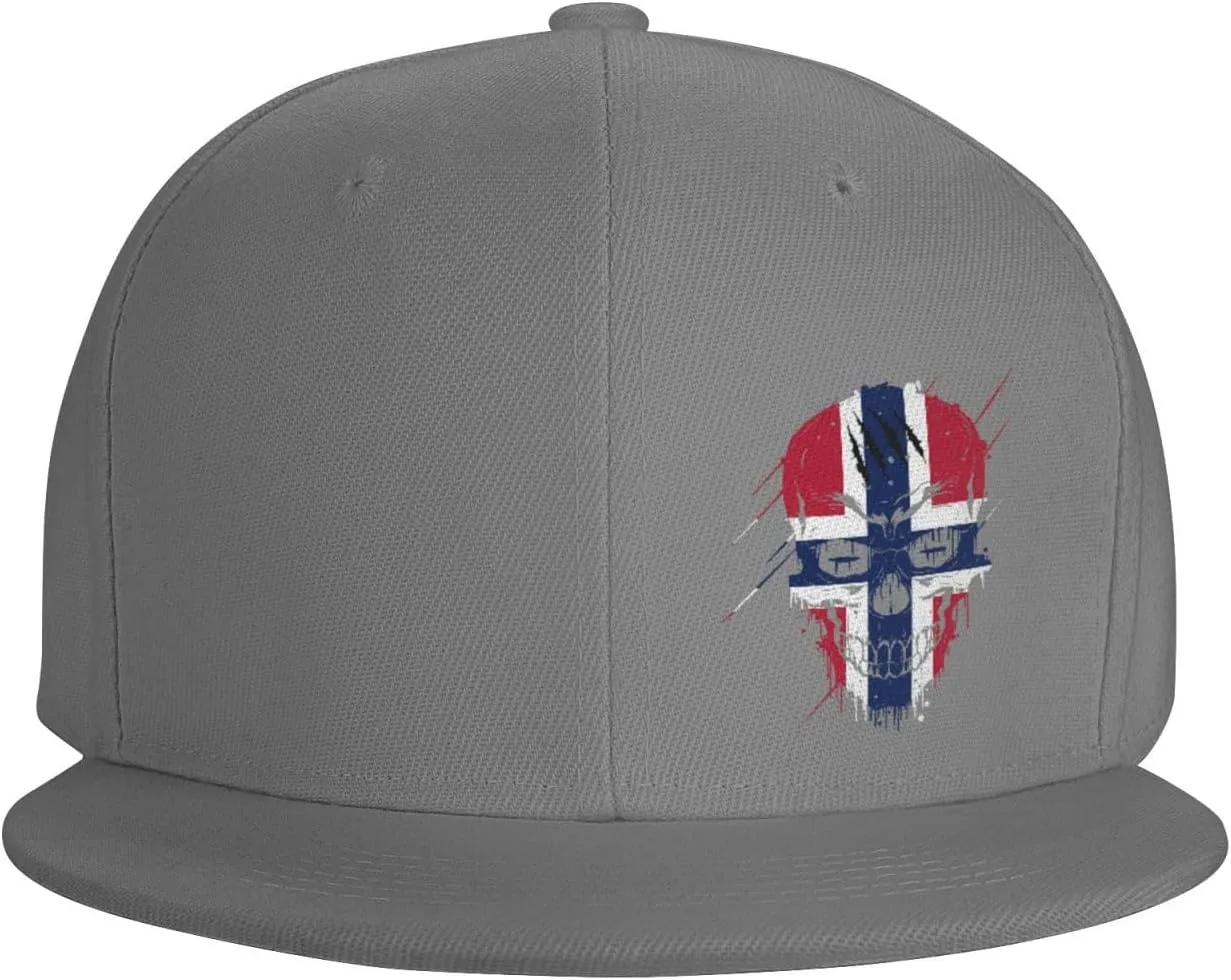 Creative Norway Patriot Skull National Flag Snapback Hats for Men Women Baseball Cap Flat Bill Brim Hat