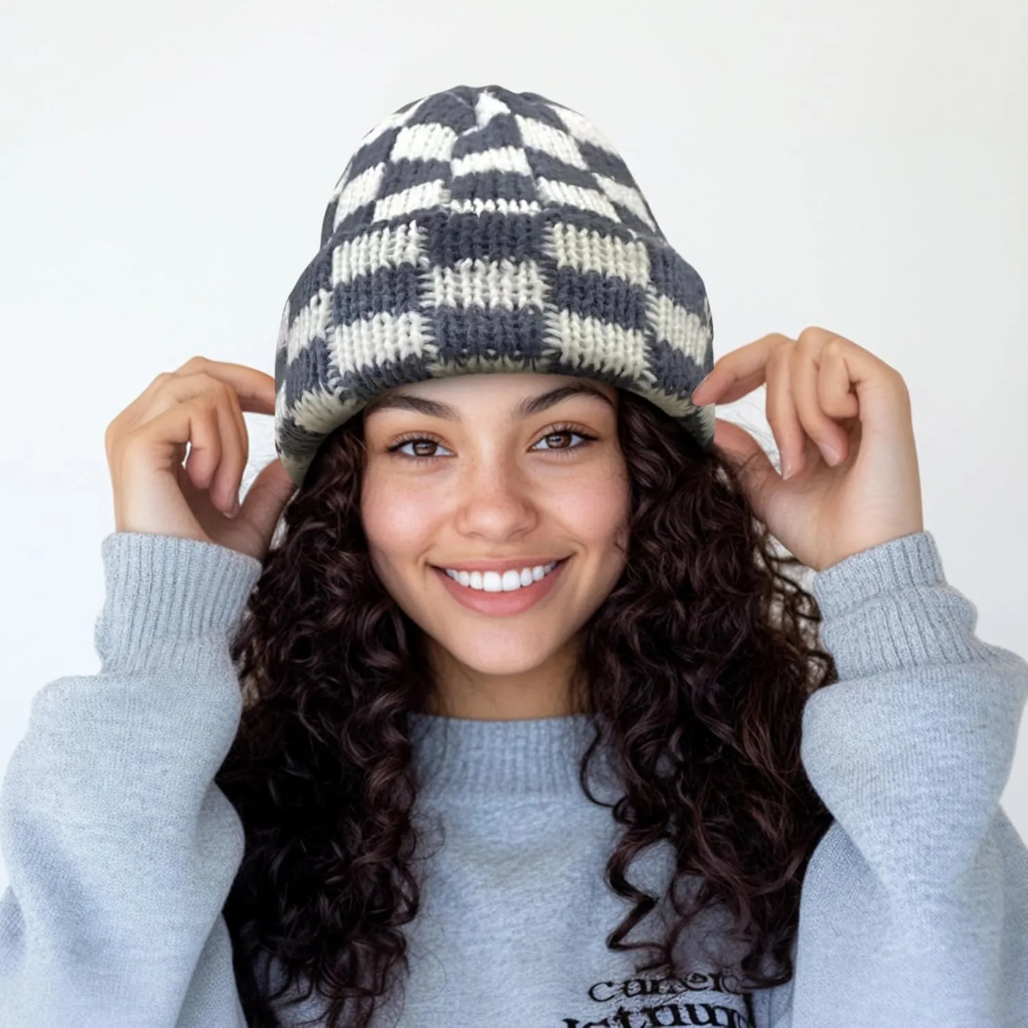 Croogo Beanie Men Slouchy Knit Skull Cap Warm Stocking Hats Women Winter Snow Ski Hat Cuffed Plaid Hat Toboggan Hats