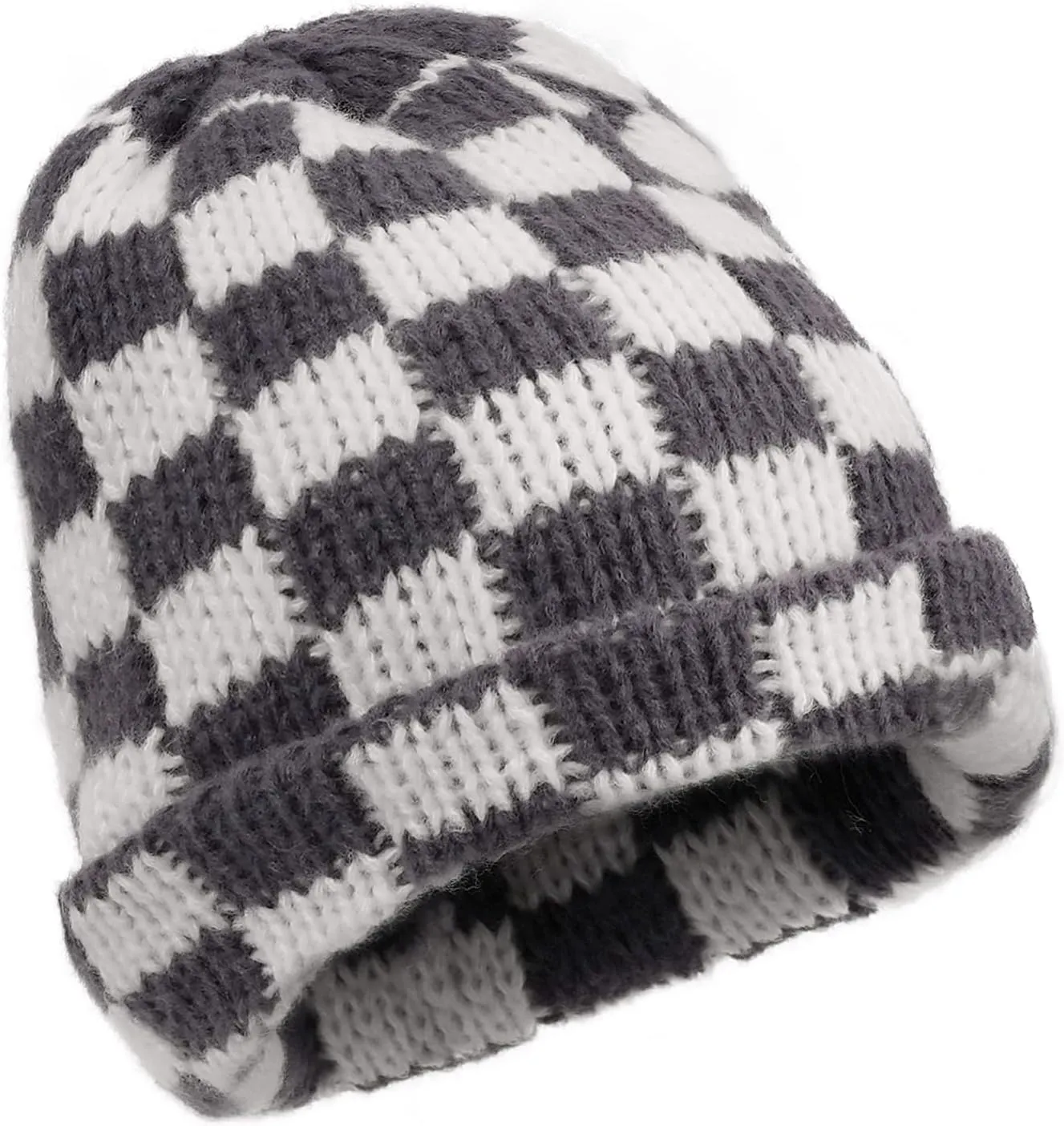 Croogo Beanie Men Slouchy Knit Skull Cap Warm Stocking Hats Women Winter Snow Ski Hat Cuffed Plaid Hat Toboggan Hats