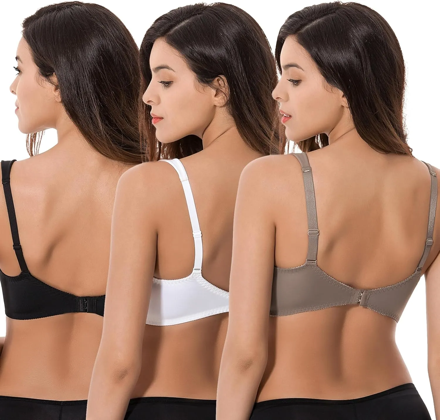 Curve Muse Plus Size Minimizer Underwire Unlined Bras with Embroidery Lace-2 or 3Pack