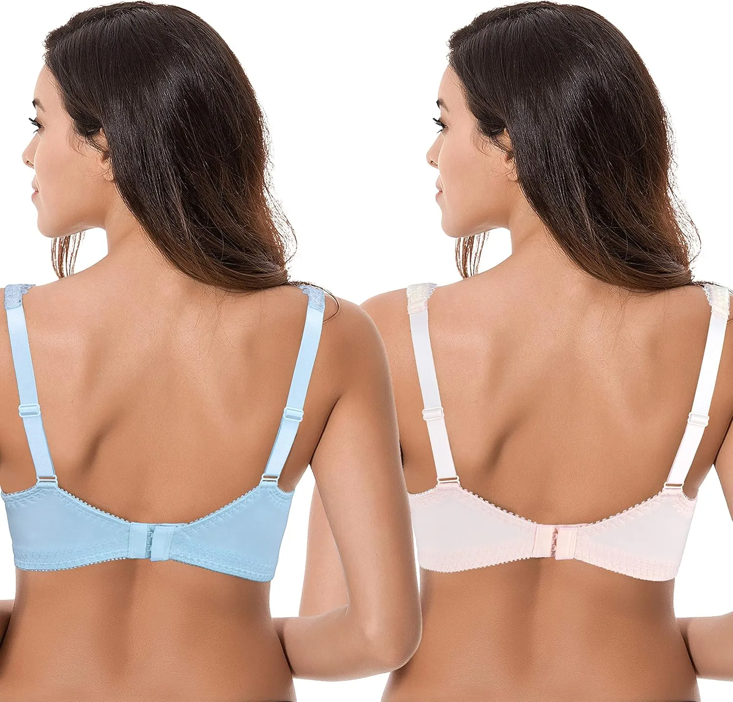 Curve Muse Women's Plus Size Minimizer Unlined Wireless Lace Full Coverage Bras