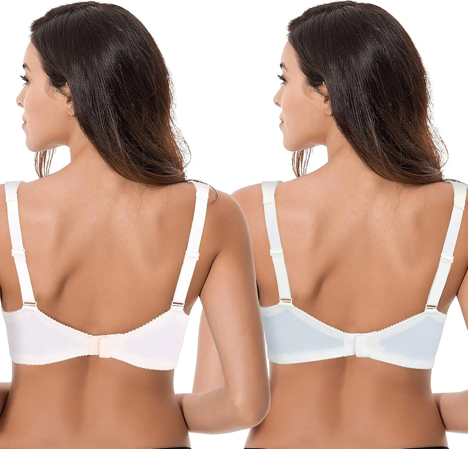 Curve Muse Women's Plus Size Minimizer Wireless Unlined Bra with Embroidery Lace