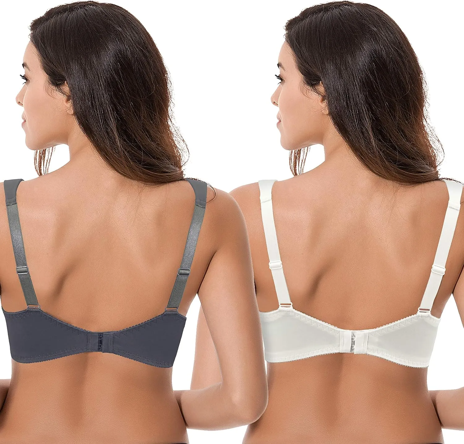 Curve Muse Women's Plus Size Minimizer Wireless Unlined Bra with Embroidery Lace