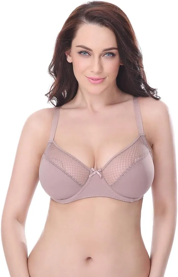 Curve Muse Women's Plus Size Unlined Minimizer Underwire Full Figure Bra-3Pack