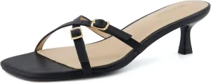 CUSHIONAIRE Women's Milan Kitten Heel Sandals  Memory Foam, Wide Widths Available