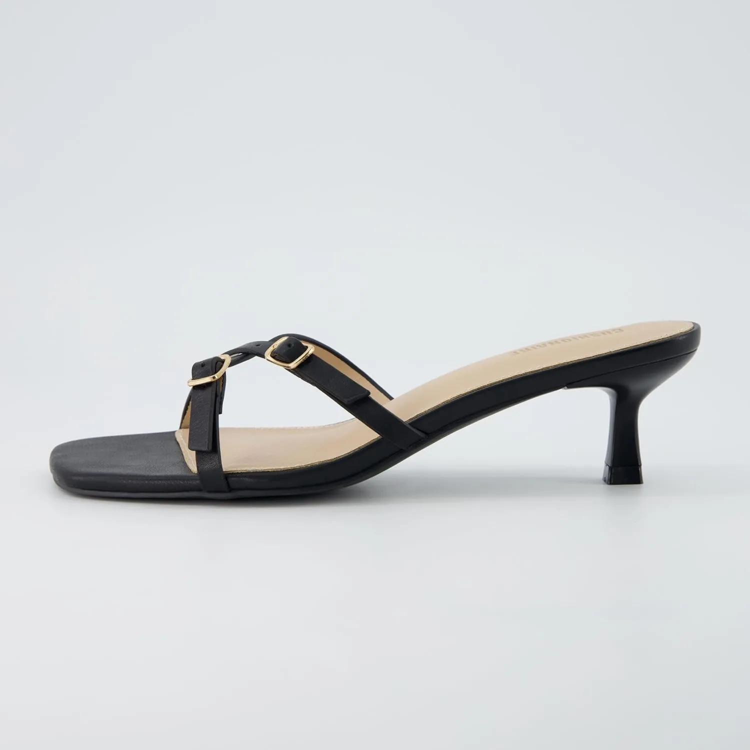 CUSHIONAIRE Women's Milan Kitten Heel Sandals  Memory Foam, Wide Widths Available