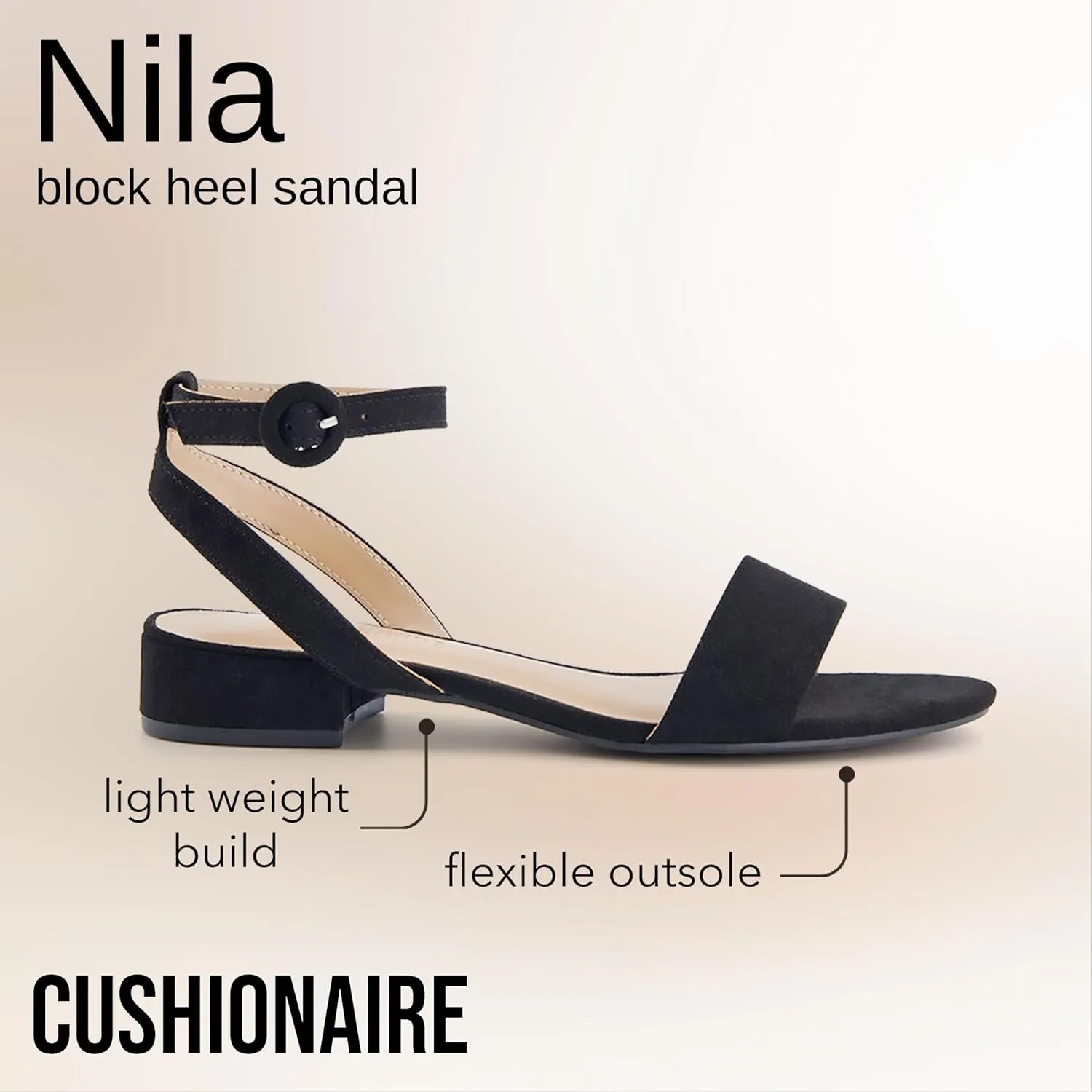 CUSHIONAIRE Women's Nila one band low block heel sandal  Wide Widths Available