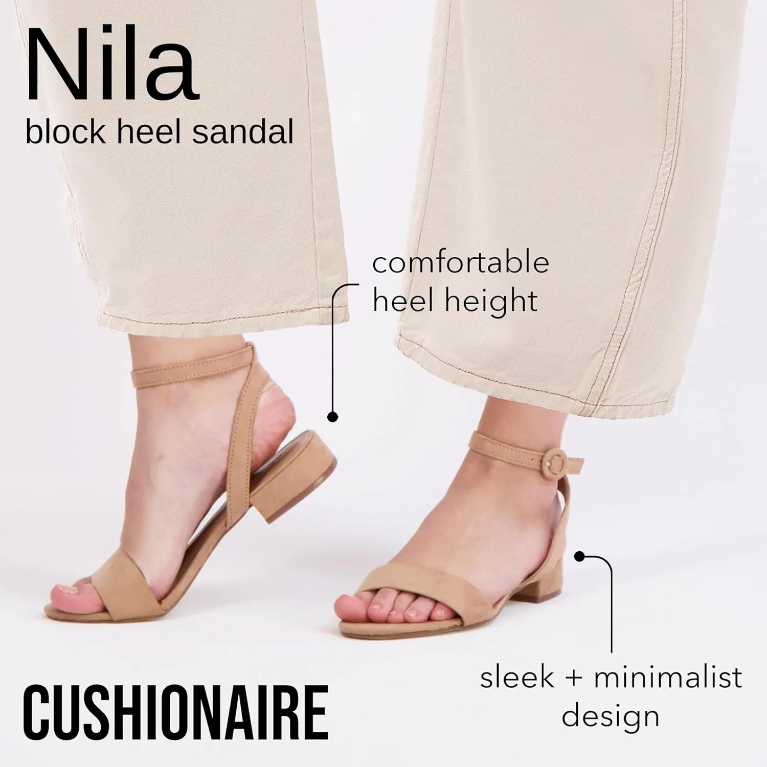 CUSHIONAIRE Women's Nila one band low block heel sandal  Wide Widths Available