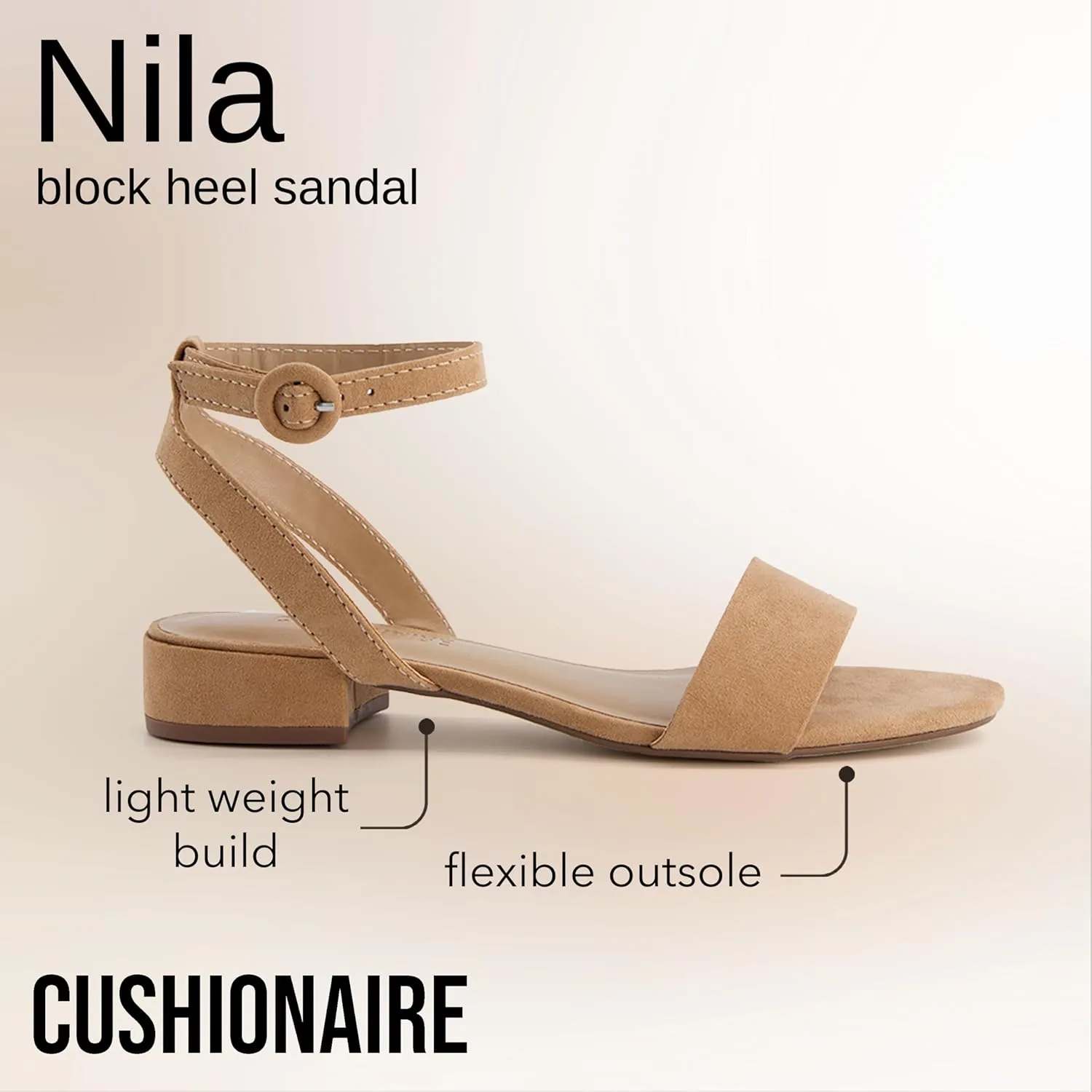 CUSHIONAIRE Women's Nila one band low block heel sandal  Wide Widths Available