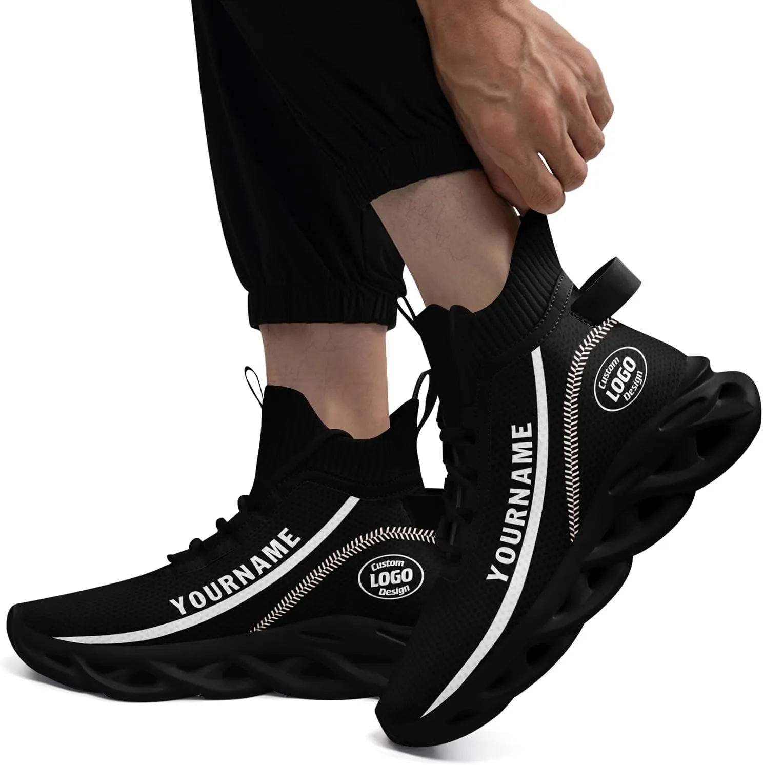 Custom Men Athletic Walking Running Tennis Shoes Fashion Women Hightop Breathable Lightweight Sneaker Unisex Baseball Shoes
