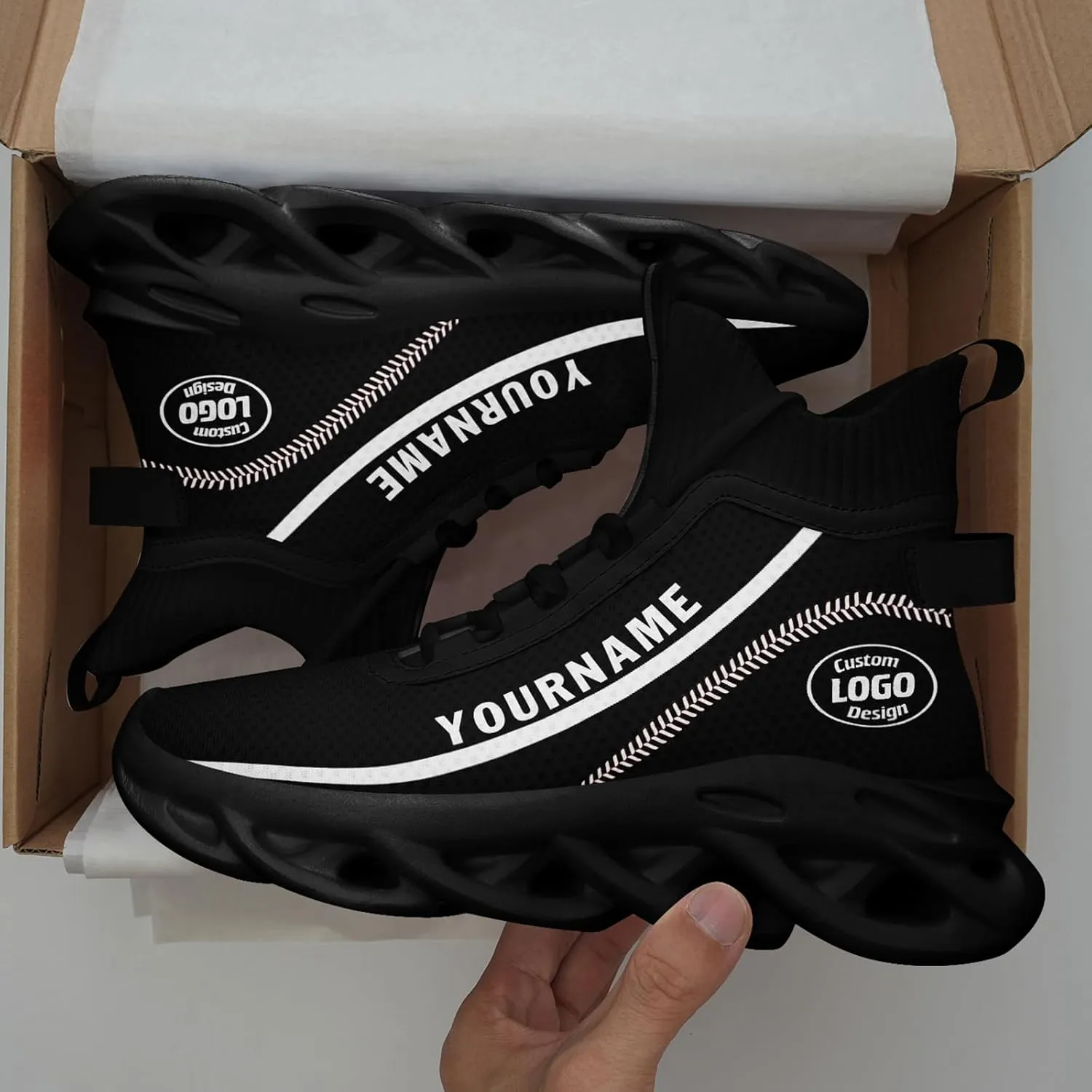 Custom Men Athletic Walking Running Tennis Shoes Fashion Women Hightop Breathable Lightweight Sneaker Unisex Baseball Shoes