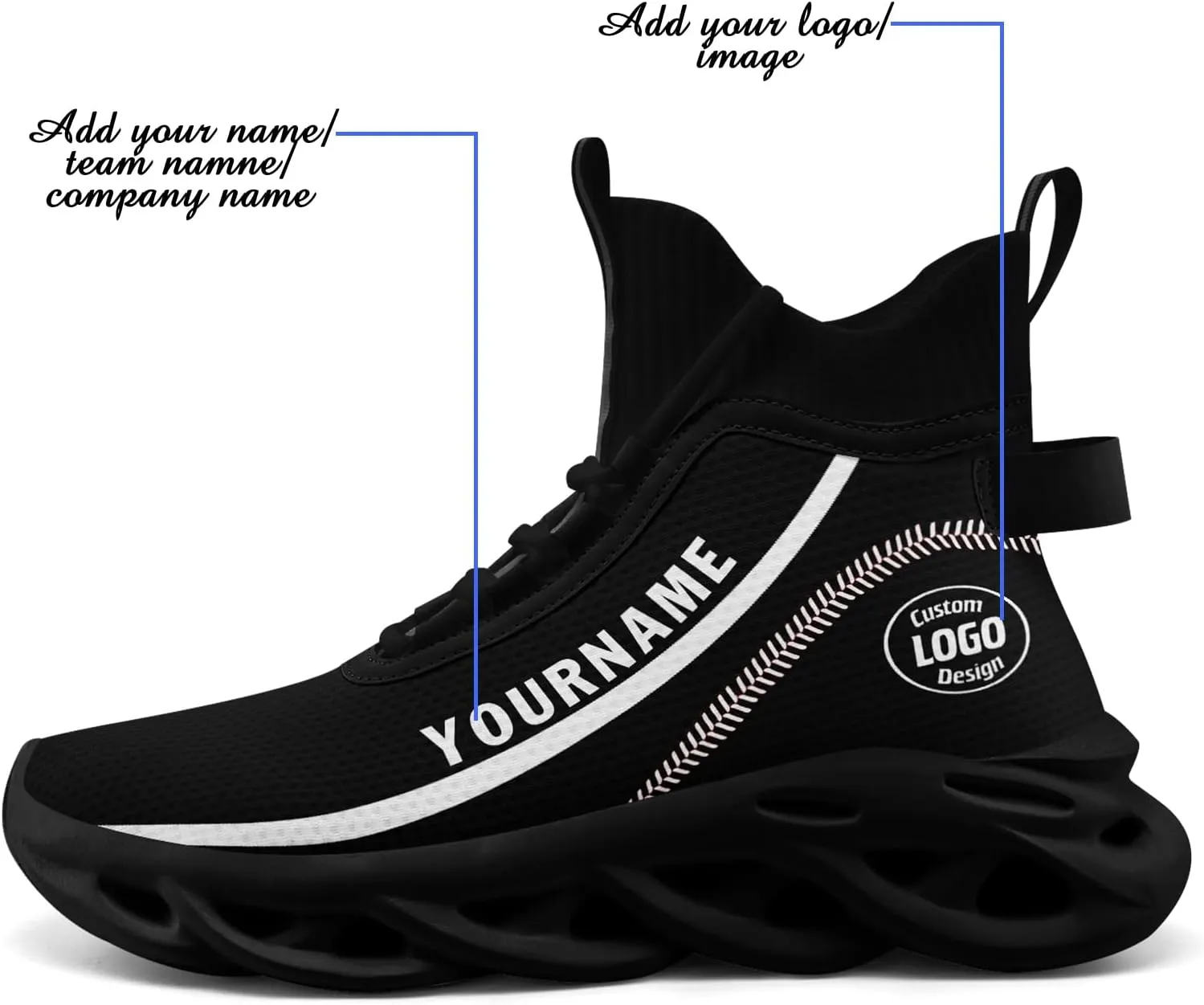 Custom Men Athletic Walking Running Tennis Shoes Fashion Women Hightop Breathable Lightweight Sneaker Unisex Baseball Shoes