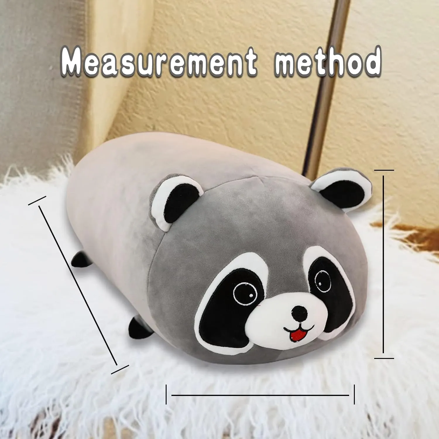 Cute Raccoon Plush Pillow, Soft Kawaii Plushies Cuddle Pillow, Cute Plushies Birthday Gifts for Kids (23 inch)