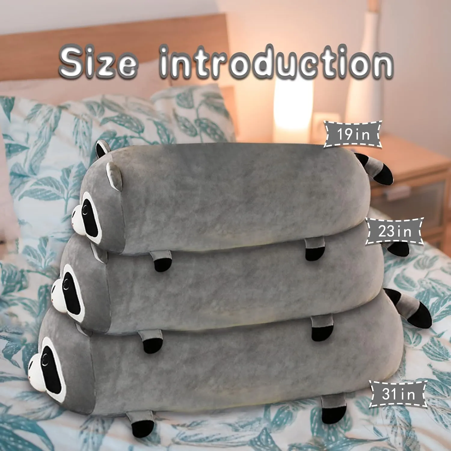 Cute Raccoon Plush Pillow, Soft Kawaii Plushies Cuddle Pillow, Cute Plushies Birthday Gifts for Kids (23 inch)