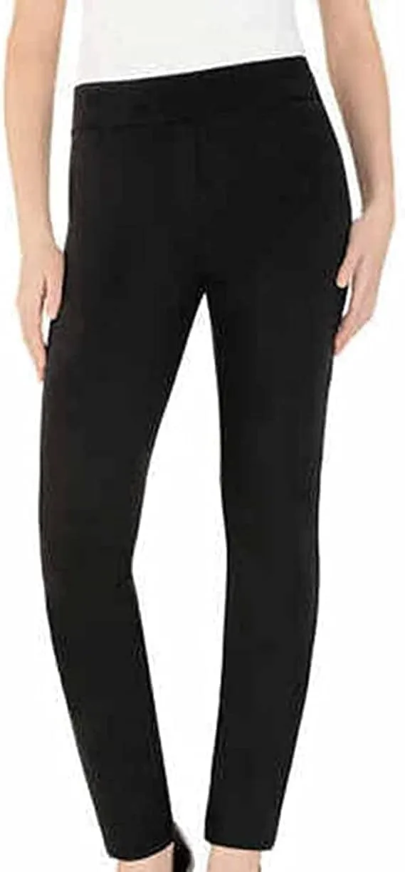 Dalia Ladies' Comfort fit Sits at Waist Slim Leg Stretch Pull On Pant (Black, X-Small)