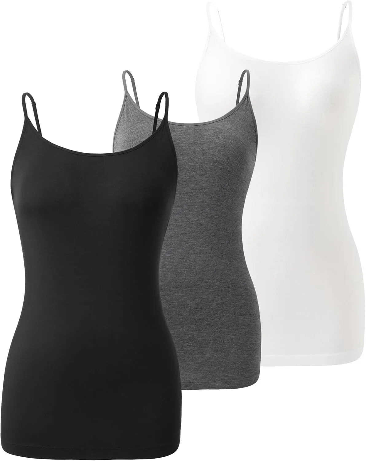 DAVID ARCHY Cotton Camisoles for Women, Airy Soft Comfortable Adjustable Spaghetti Strap 3 Pack