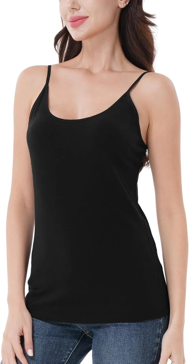 DAVID ARCHY Cotton Camisoles for Women, Airy Soft Comfortable Adjustable Spaghetti Strap 3 Pack