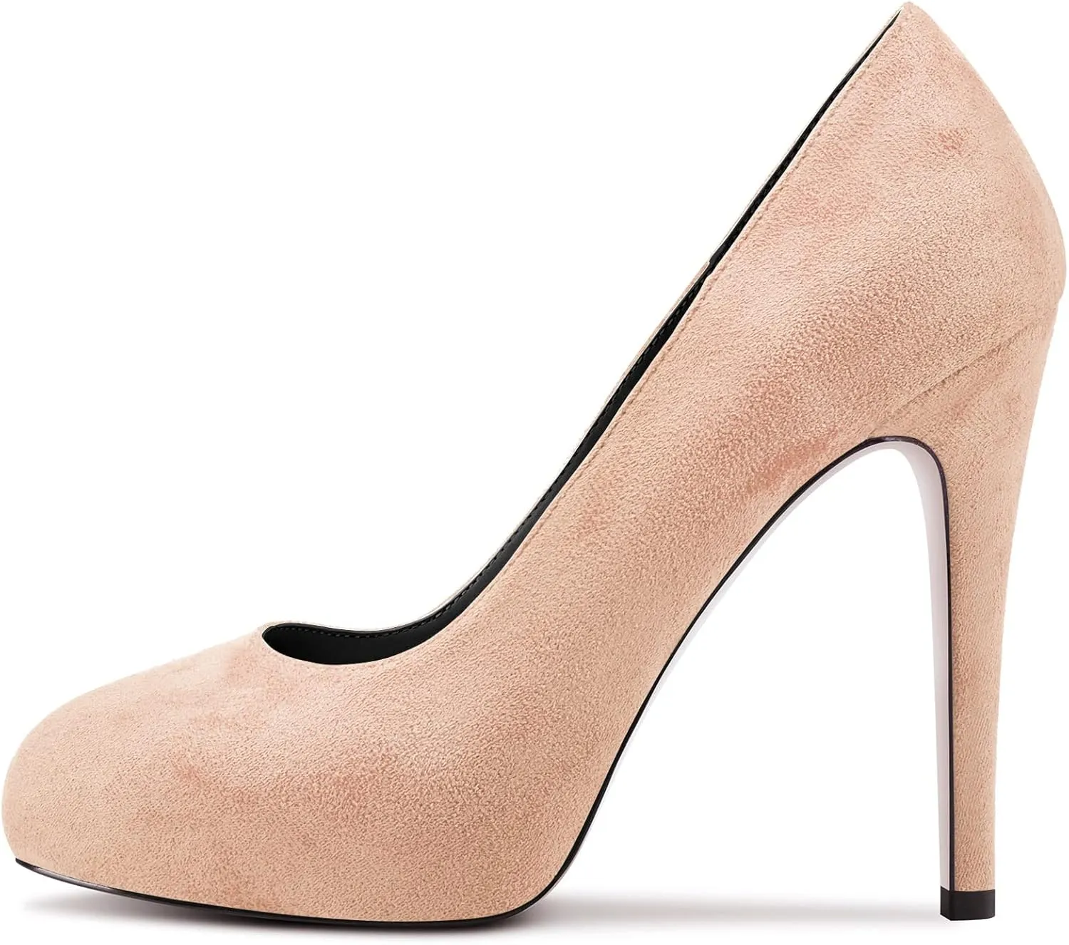 DearOnly Womens Slip On Platform Pumps High Stiletto Heel Closed Round Toe Suede Dress Shoes Bridal Wedding Shopping Vacation 5 Inch