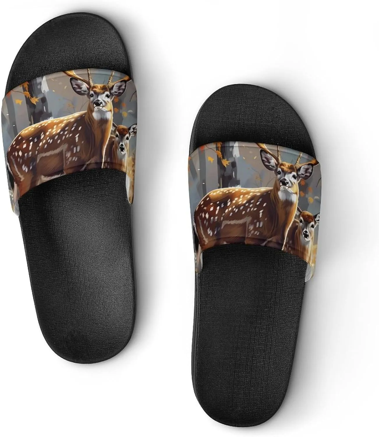 Deer Forests Funny Slippers Slides Sandals Shower Home House Shoes Non Slip Soft Sole Shoe For Men Women Bathroom