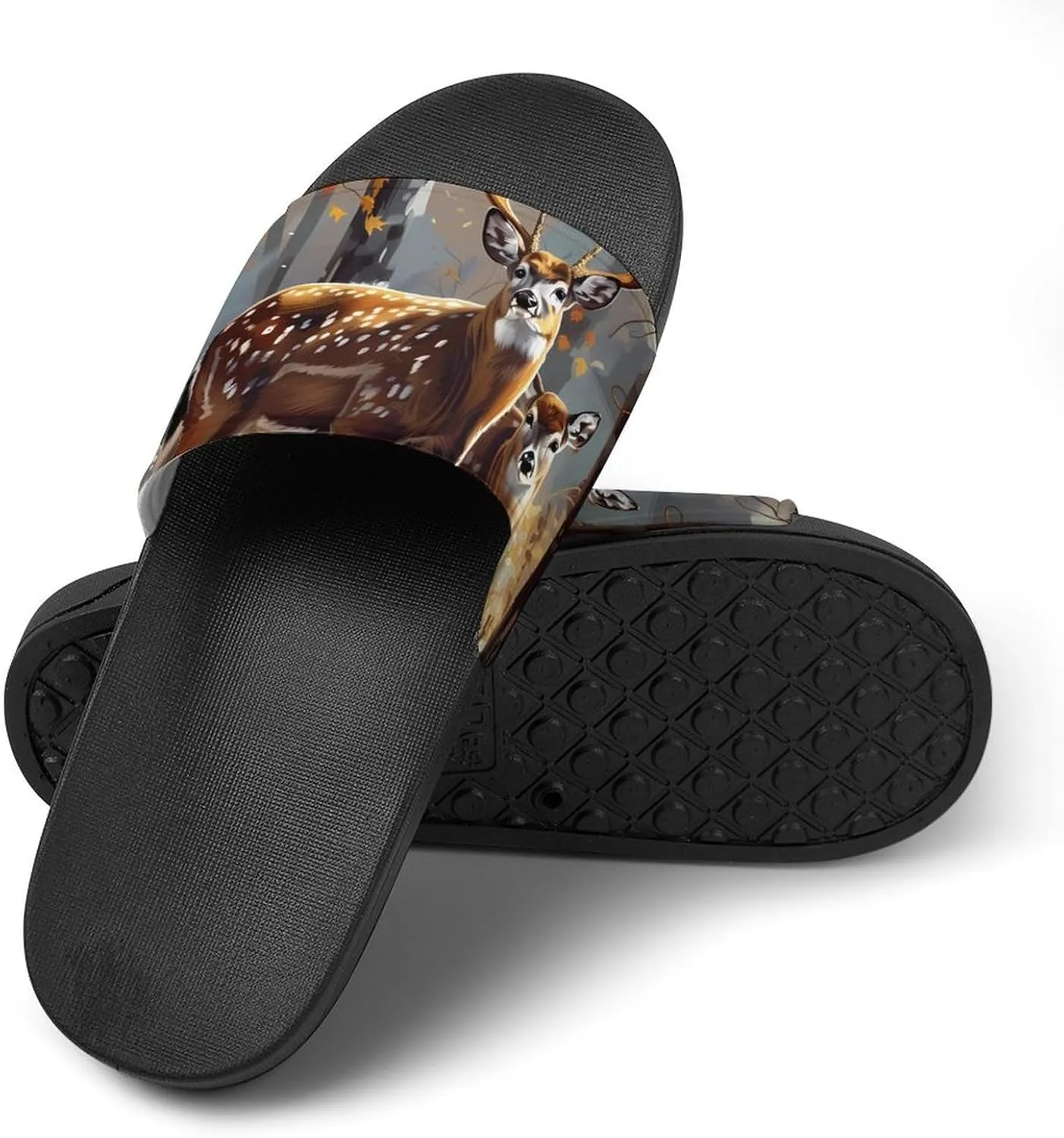 Deer Forests Funny Slippers Slides Sandals Shower Home House Shoes Non Slip Soft Sole Shoe For Men Women Bathroom
